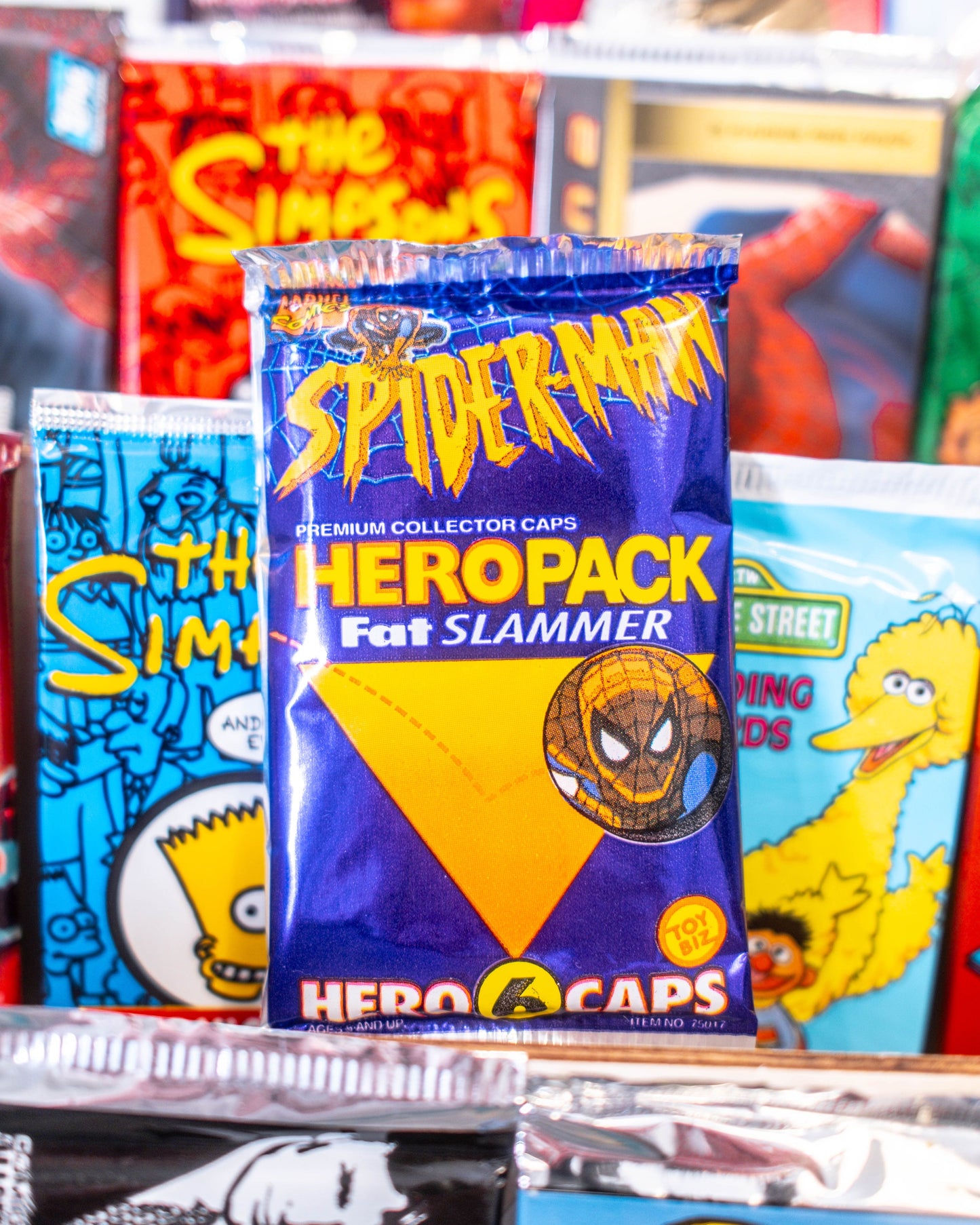 Spider-Man Hero Caps Pogs | Toy Biz | 1997 | 6 Milk Caps & 1 Fat Slammer